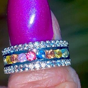 🔥🔥NWT genuine Multi Sapphire and White Zircon ring size 5